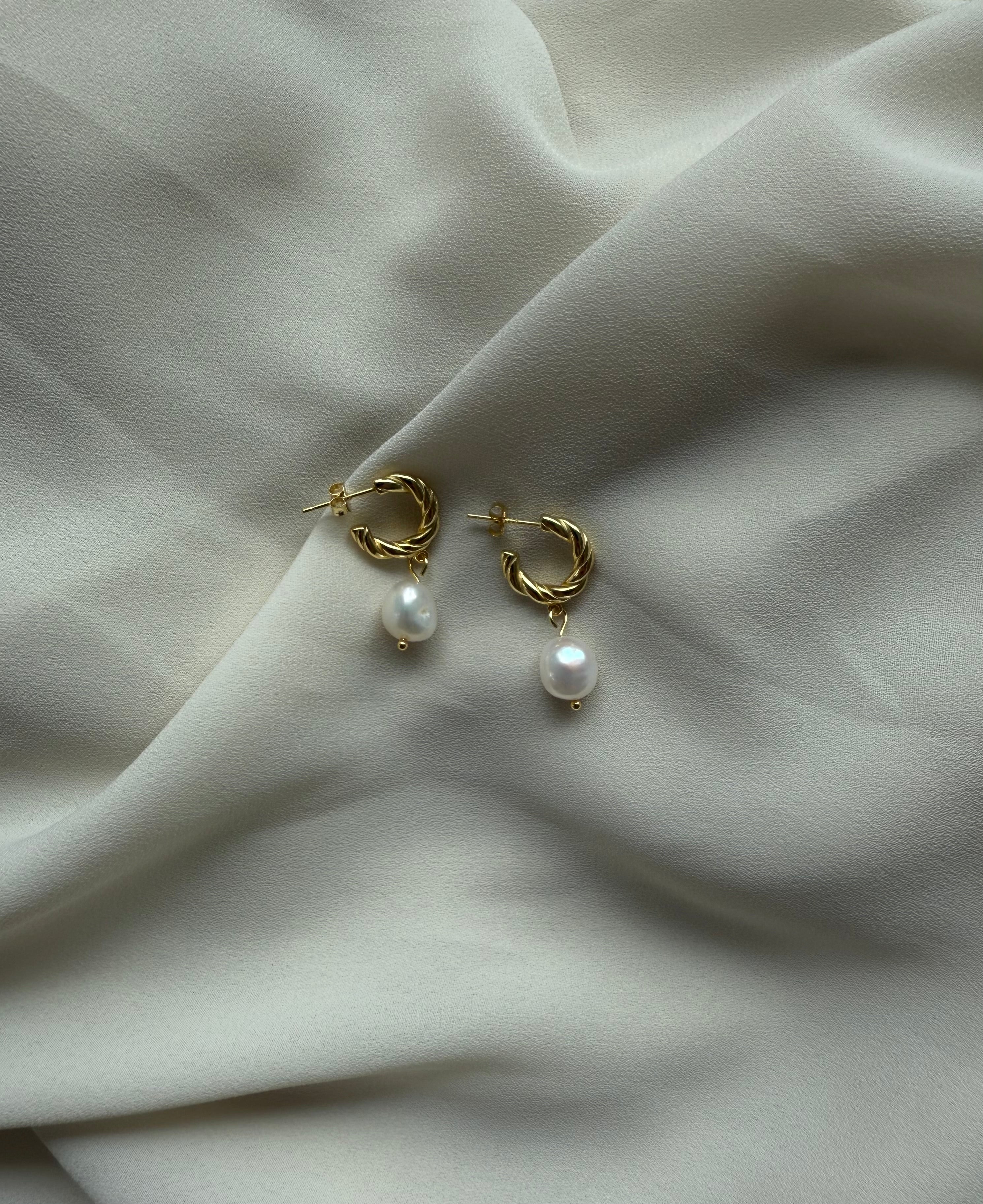 Twisted Pearl Drop Earrings